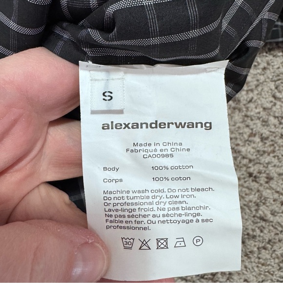 Alexander Wang Layered Checked Tie Front Poplin Shirt- S - Picture 8 of 8